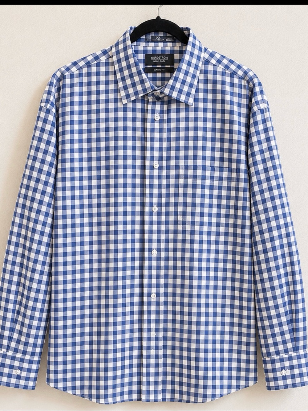 EUCNordstrom Men’s Blue & White Gingham Dress Shirt